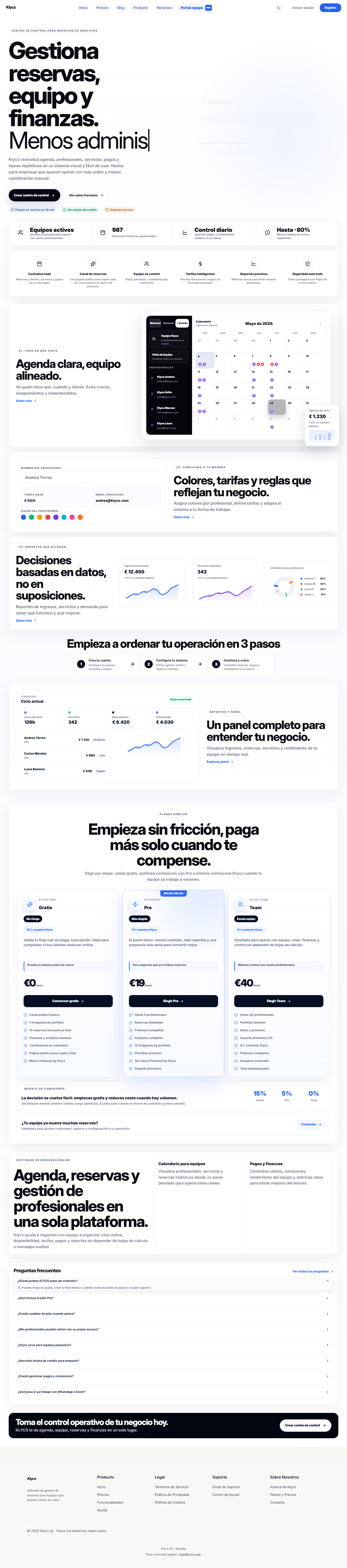 Vista scroll de la pagina de Klycs